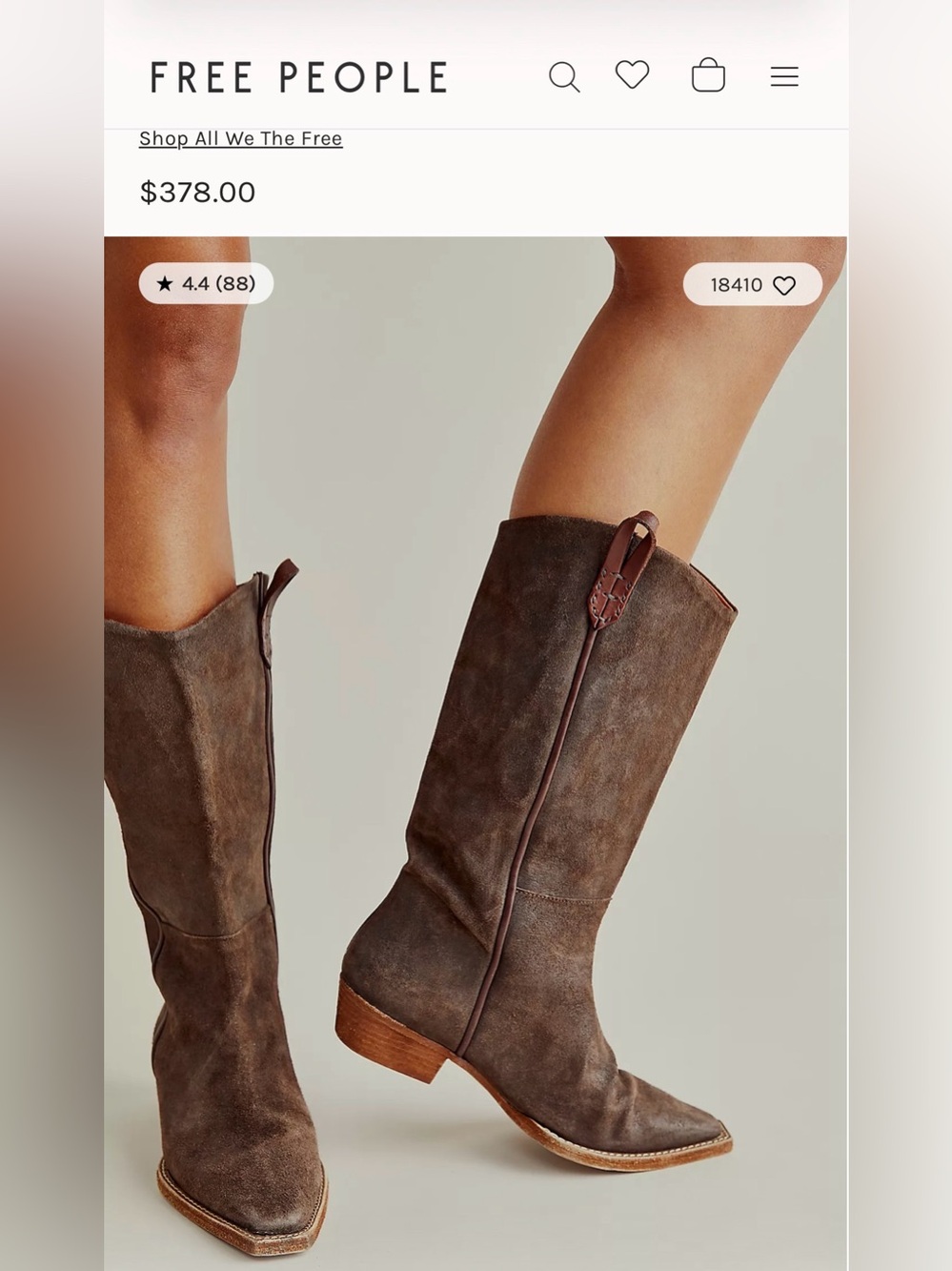 Free People Distressed Suede Over-the-Knee Boots - Brown